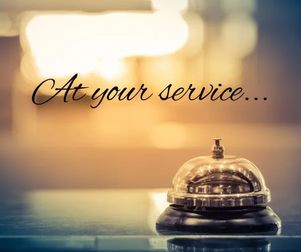 A service bell with the words At your service